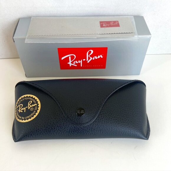 Ray Ban Black Leather Case with Lens cleaning cloth and box - Picture 1 of 3